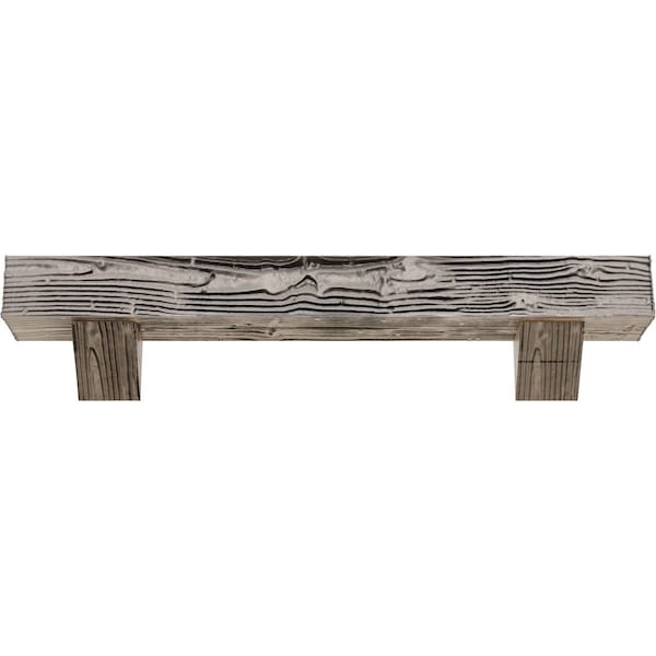 Kit W/ Breckinridge Corbels, Burnished Pine, 8H X12Dx84W Sandblasted Faux Wood Fireplace ManteL